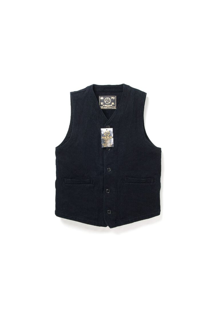 4573 Kyoto Black Dyed Sashiko Vest,, medium