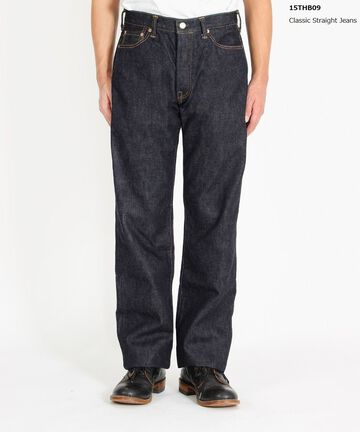 15THB09 15.7oz Deep Blue Broken Selvedge Denim Classic Straight Jeans-One Washed-29,, small image number 1