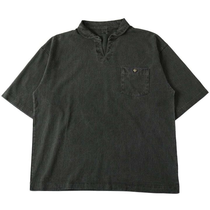 BR-25209【BIG COZUN】COZUN Skipper Neck Half Sleeves Polo T-Shirt【Button Works】,OLIVE, medium image number 8