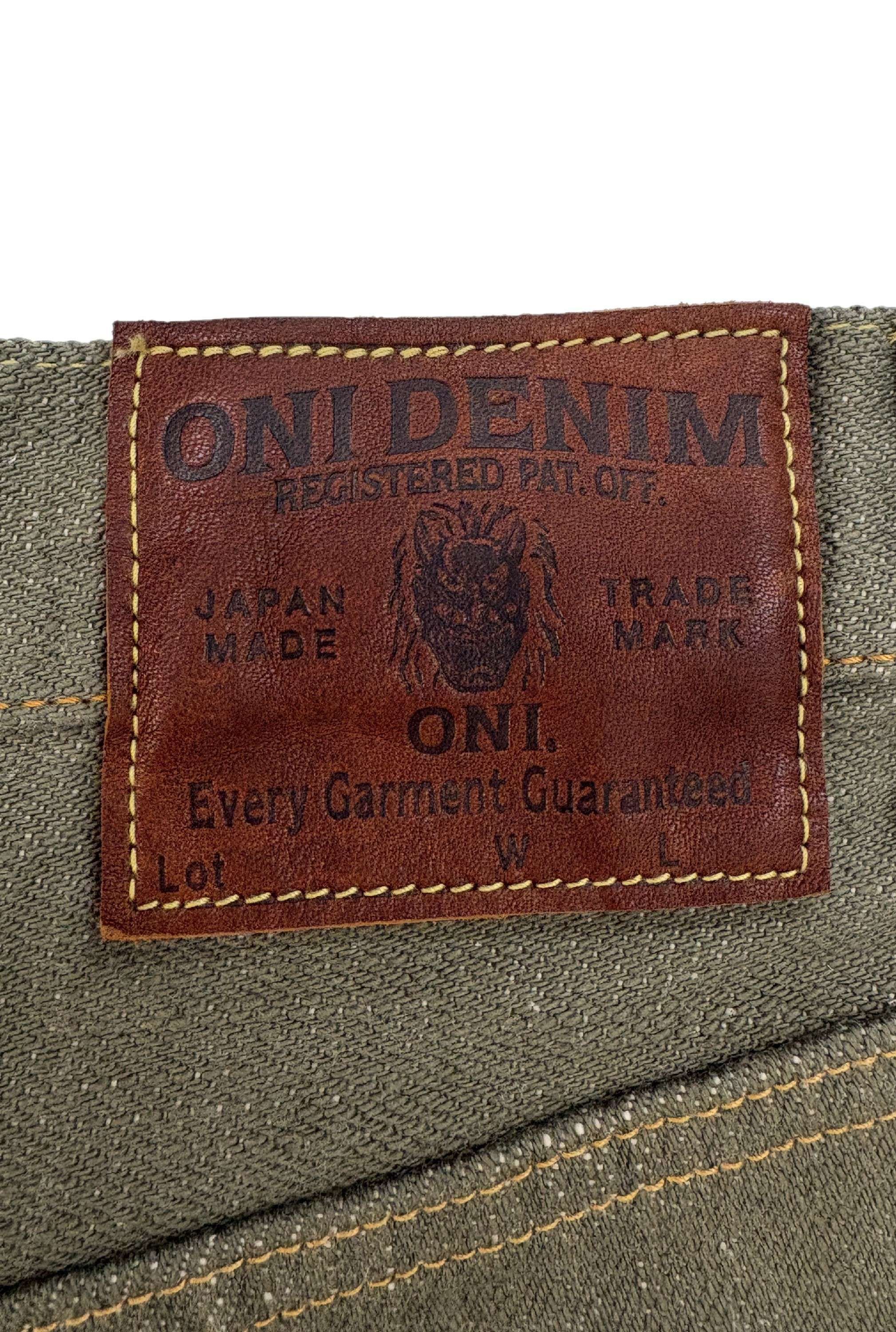 DENIMIO | ONI822-OLD18 18oz Olive Denim Super Wide Tapered
