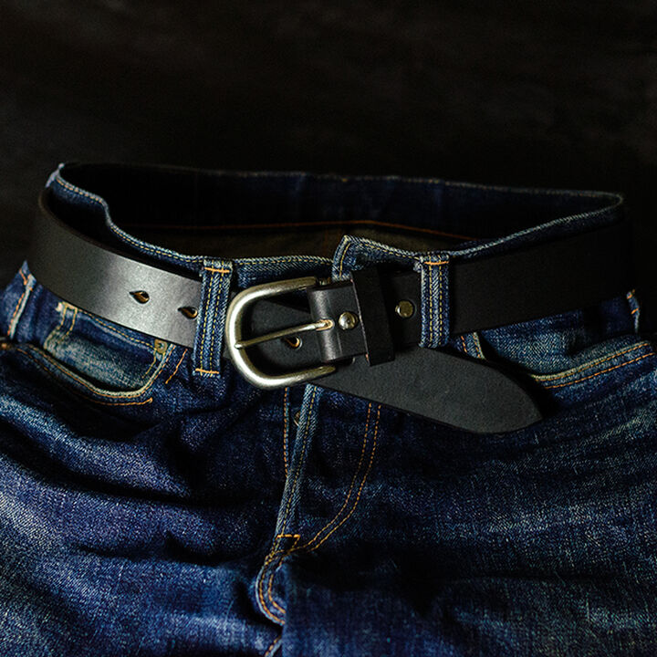 ENB40145AB UK saddle leather 40mm width harness belt,BLACK, medium image number 9