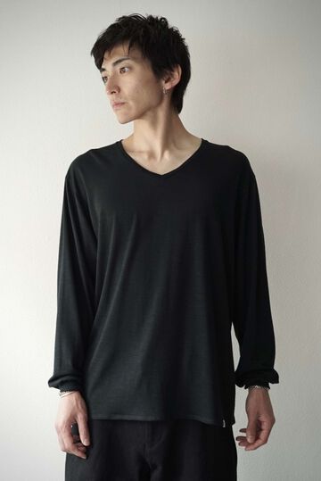 【CAPERTICA】CAP708CS22 Super120s Washable Wool Jersey /Vneck L/S Tee,SHIGOKU-IRO, small image number 5