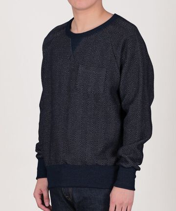 JBKN1004 Sweatershirts Herringbone Tweed Denim,INDIGO, small image number 1