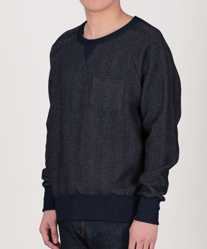JBKN1004 Sweatershirts Herringbone Tweed Denim,INDIGO, medium image number 1