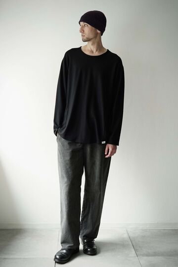 【CAPERTICA】CAP708CS27 Super140s Washable Wool MW_Jersey / Solid L/S Tee,BLACK, small image number 2