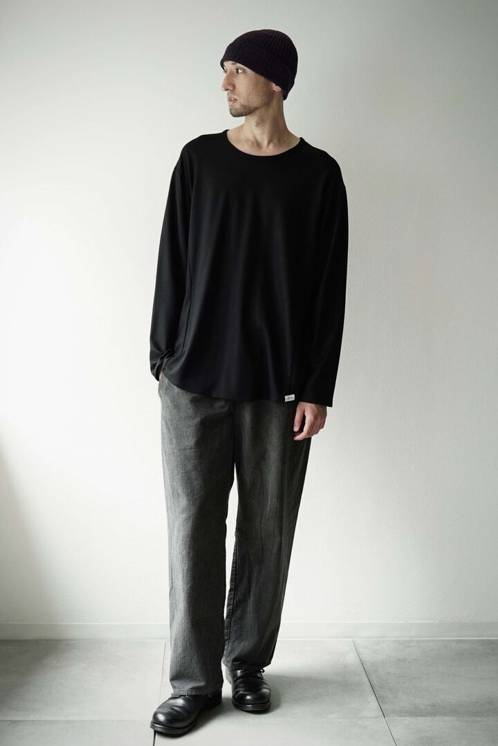 【CAPERTICA】CAP708CS27 Super140s Washable Wool MW_Jersey / Solid L/S Tee,BLACK, medium image number 2