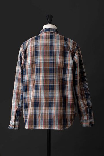 MS001G (BLC) INDIGO CHECK FLANNEL SHIRT,BLUE, small image number 14