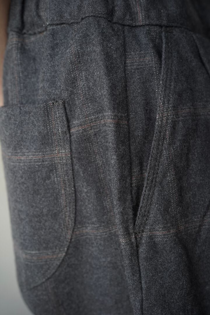 【CAPERTICA】CAP707PT08 Dark Melange Flannel Check / Peg Top Easy Pants (CHARCOAL),CHARCOAL, medium image number 5