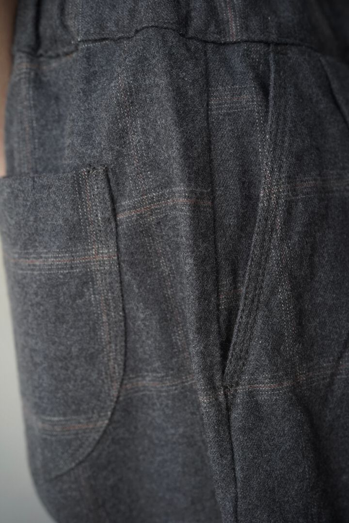 【CAPERTICA】CAP707PT08 Dark Melange Flannel Check / Peg Top Easy Pants (CHARCOAL),CHARCOAL, medium image number 5