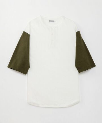 MTS0130M31 HENRY NECK BASEBALL HALF SLEEVE T-SHIRT-WHITE / BURGUNDY-L,WHITE / BURGUNDY, small image number 1