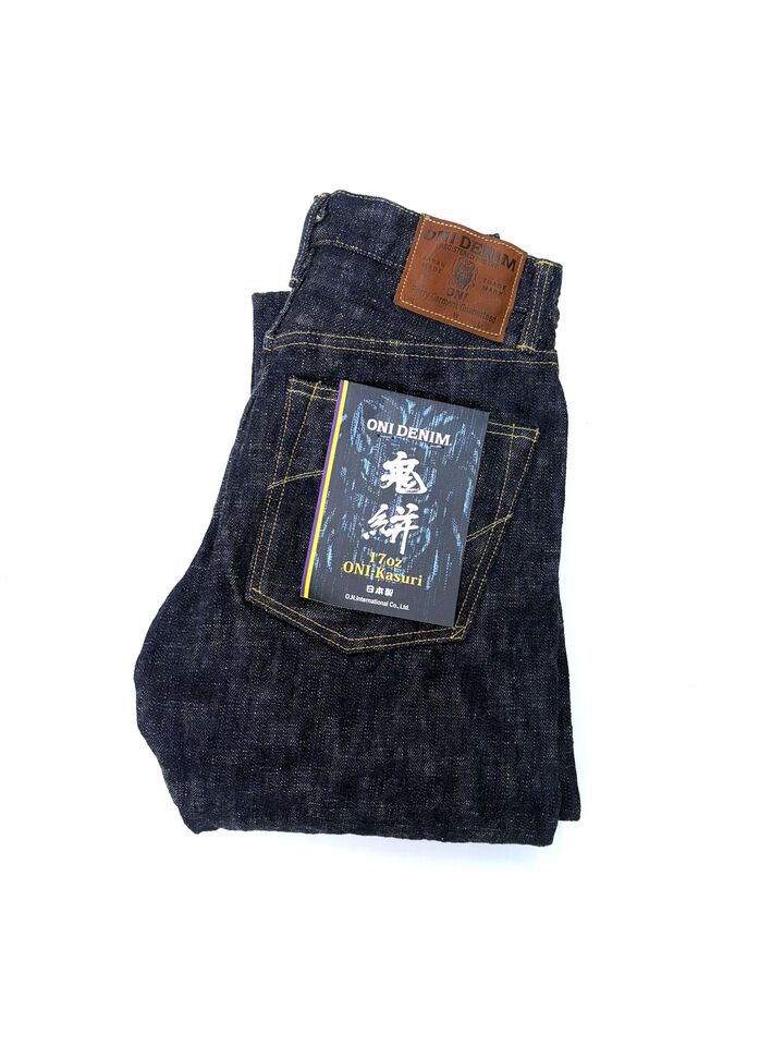 ONI246-KASURI 17oz ONI Kasuri Denim Neat Straight,, medium