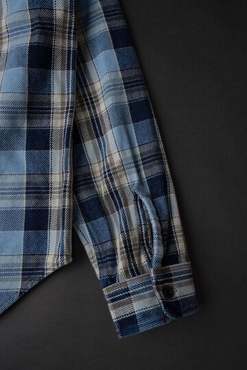MS001G (BLC) INDIGO CHECK FLANNEL SHIRT,BLUE, small image number 10