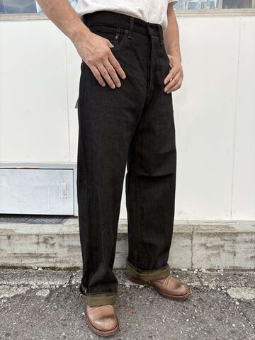 ONI222-BKOL 12oz Black x Olive Denim Super Wide Straight,, small image number 8