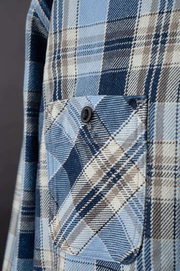 MS001G (BLC) INDIGO CHECK FLANNEL SHIRT,BLUE, small image number 4