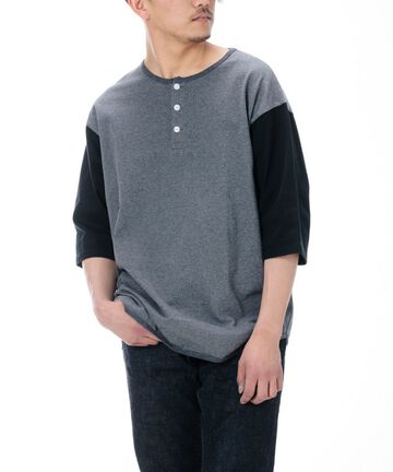 MTS0130M31 HENRY NECK BASEBALL HALF SLEEVE T-SHIRT-WHITE / BURGUNDY-L,WHITE / BURGUNDY, small image number 7