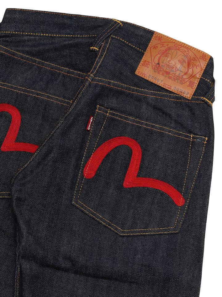 EGD2000TDRED #2000T 14.5oz No.1 DENIM Slim Fit Tapard Jeans (KAMOME/ RED),, medium image number 2