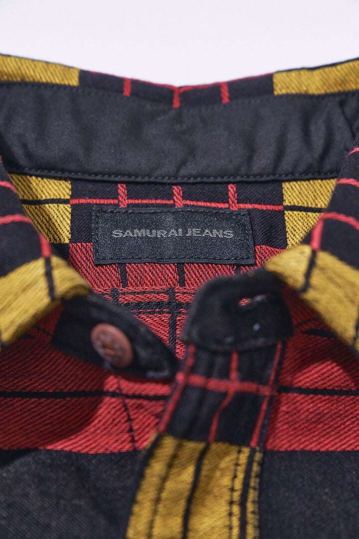 SSS26-NRJ Noragi Work Shirt in Jacquard Check Fabric (RED/BLK),, medium image number 5