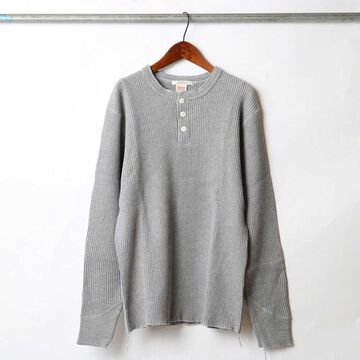 BR-3051 big waffle thermal vintage long sleeve henly neck tee shirts-GREY-XL,GREY, small image number 2