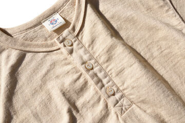 SJST-SC02 "Samurai Cotton Project" Henley Neck T-Shirt,LIGHT KURI, small image number 0