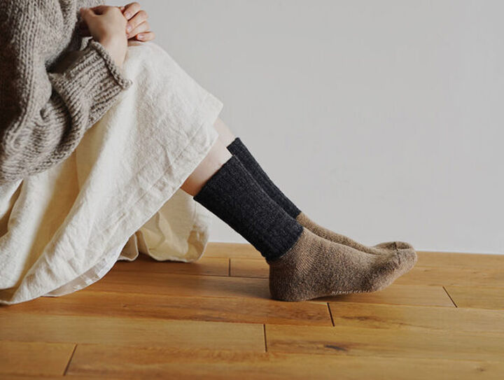 NK0207 Women's Mohair Wool Pile Socks S-SNOW BORDEAUX