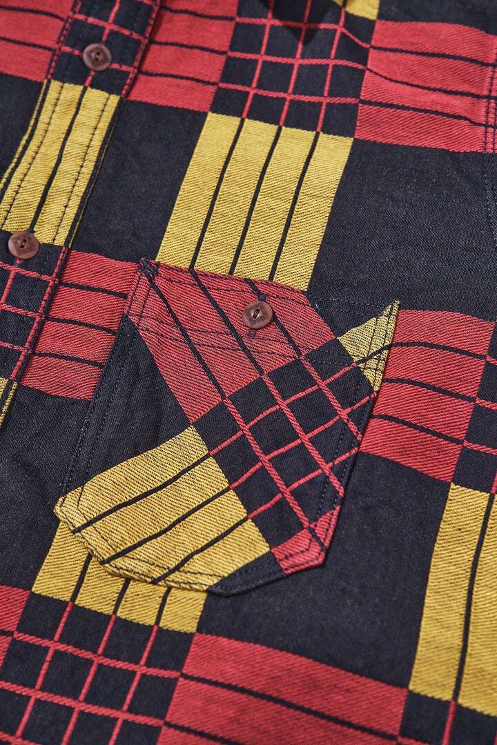 SSS26-NRJ Noragi Work Shirt in Jacquard Check Fabric (RED/BLK),, medium image number 4