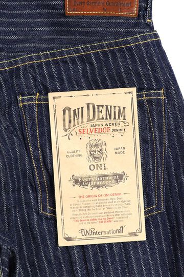 ONI022-HJS Drop-Needle Stitching Jacquard Striped Denim Relax Straght-One Wash-38,, small image number 5