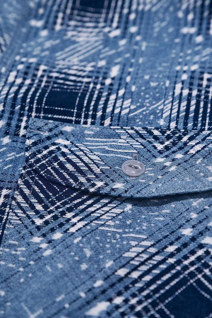 SSS26-YBC Indigo-dyed Snow Ombre Check Pattern Work Shirt,, medium image number 3