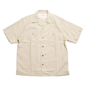 BP25502 Open Collar Cotton Linen Short Sleeve Shirt (Off White),OFF WHITE, small image number 0