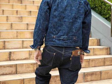 GZ-SKGJ1ST-GRN 15oz Skein (Kase) Dyed JEAN JACKET -WWII 1ST- (GREEN INDIGO),, small image number 11