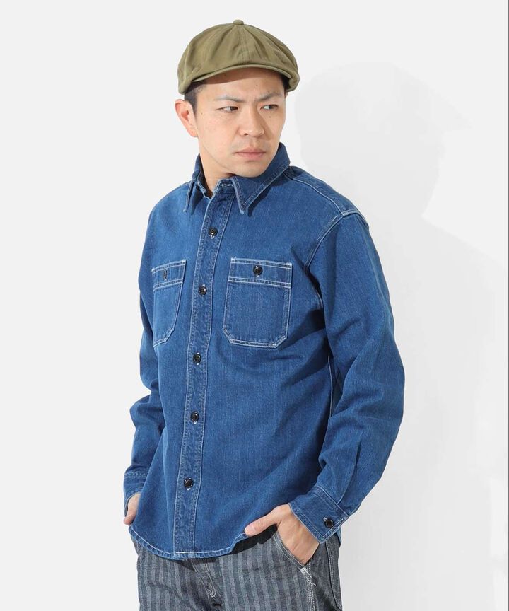 KGR-203 SELVEDGE DENIM WORK SHIRT Used Well,, medium image number 6
