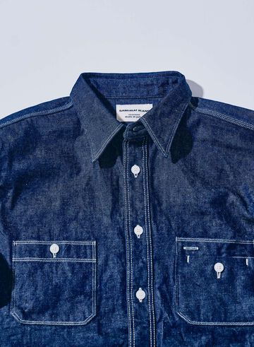 SJWS-SC02 Samurai Cotton Denim Work Shirt,INDIGO, small image number 1