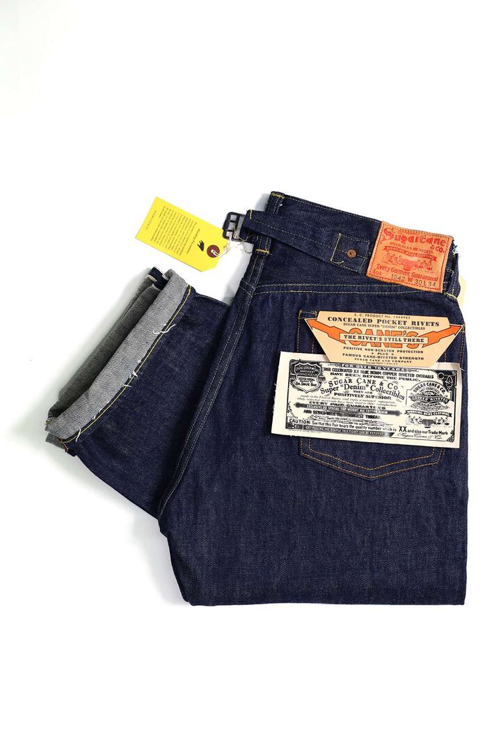 Lot No. SC49005 / SUGAR CANE Super “Denim” Collectibles #05 14.25oz. BLUE DENIM WAIST OVERALLS “1942” MODEL,, medium