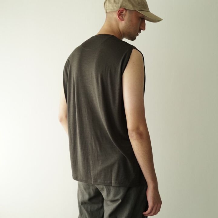 【CAPERTICA】CAP706CS29 Washable Wool Tank Top-EBONY-1,EBONY, medium image number 7