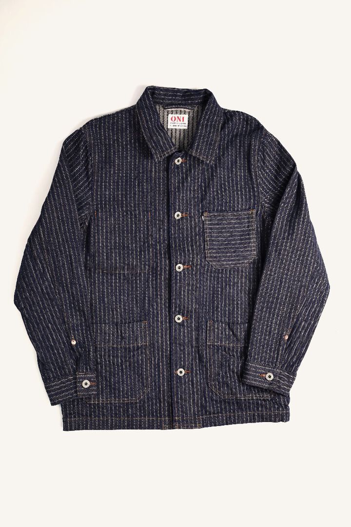 ONI03101-HJS Drop-Needle Stitching Jacquard Striped Denim Coverall