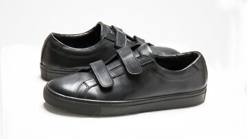 3753224 "LUKE" VELCRO LEATHER SNEAKER (BLACK) Size 41(26-27cm),, small image number 0