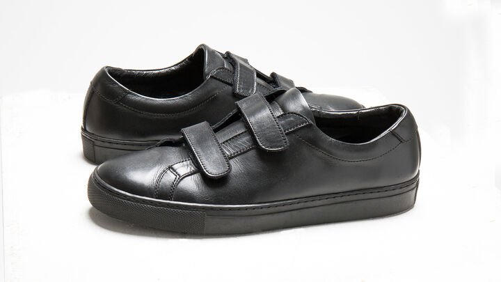 'LUKE' VELCRO LEATHER SNEAKER (BLACK),, medium