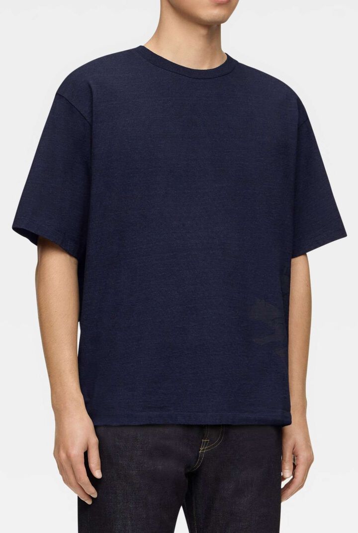 MXTS1048 YARN DYED SHORT SLEEVE T-SHIRT MOMOTARO,INDIGO, medium image number 1