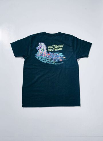 SJST26-106 Aged Cotton Inlay Loopwheel Tee "Pull Against The Current",PURPLE, small image number 3