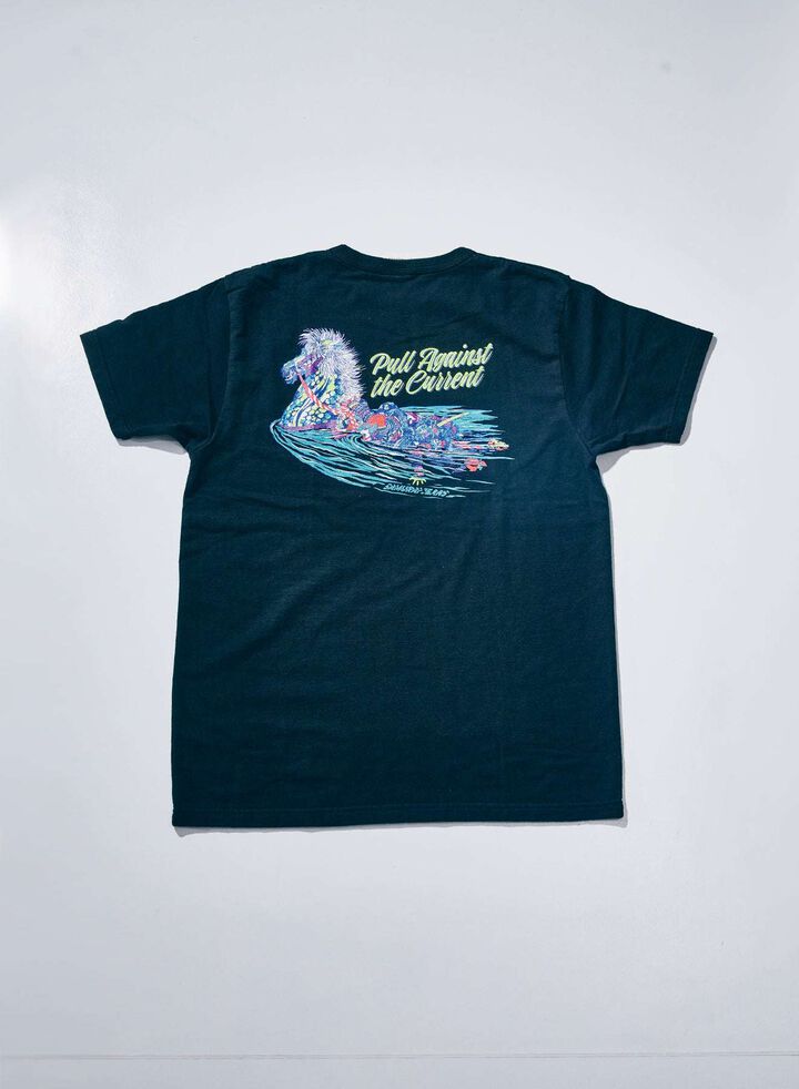 SJST26-106 Aged Cotton Inlay Loopwheel Tee "Pull Against The Current",PURPLE, medium image number 3