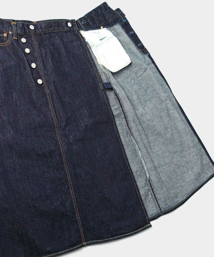 MZSK0103 (SK0103-2) 12oz Going to Battle Label Women's denim winding skirt,, medium image number 4