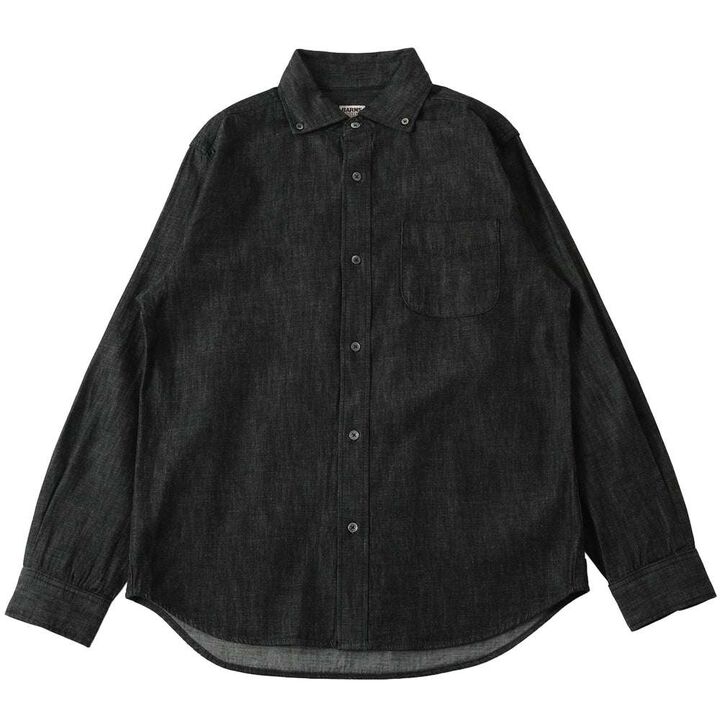BR-25338 8oz DENIM WIDE SPREAD Collar BD L/S Shirt,BLACK, medium image number 0