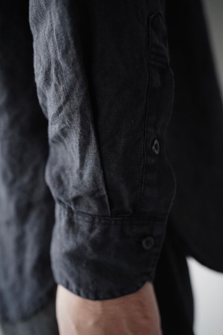 241SH08 ND-Linen Poplin / Granpa Shirts,LOGWOOD BLACK, medium image number 6