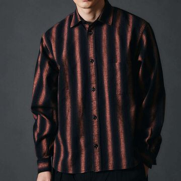 BR-25325 SHAGGY STRIPE SHIRTS,BLACK, small image number 12