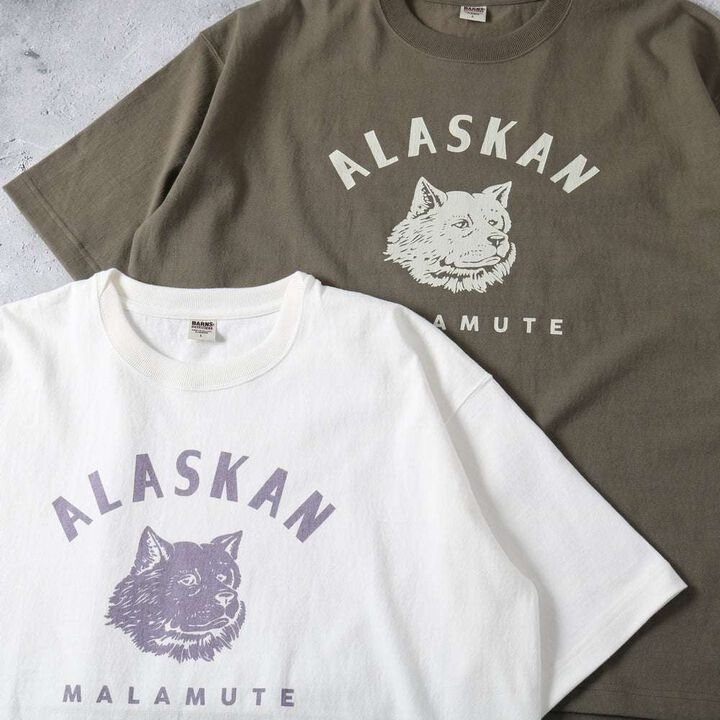 BR-25218 Heavyweight Crossover Neck S/S Print T-shirt【ALASKAN MALAMUTE】,, medium