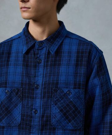 MXLS1001 ORIGINAL ID TWILL CHECK SHIRT,FADE INDIGO, small image number 6
