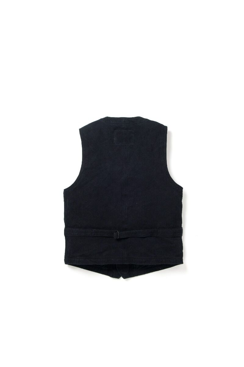 4573 Kyoto Black Dyed Sashiko Vest (PRE-ORDER: Delivery date