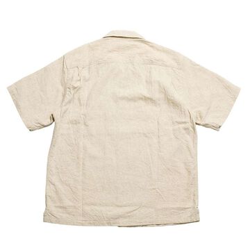 BP25502 Open Collar Cotton Linen Short Sleeve Shirt (Off White),OFF WHITE, small image number 1