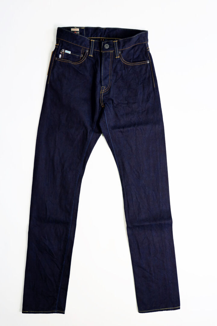 DE010 MOMOTARO JEANS × DENIMIO COLLAB MODEL 14OZ COBALT BLUE WITH PINK SELVEDGE NATURAL TAPERED,, medium image number 1