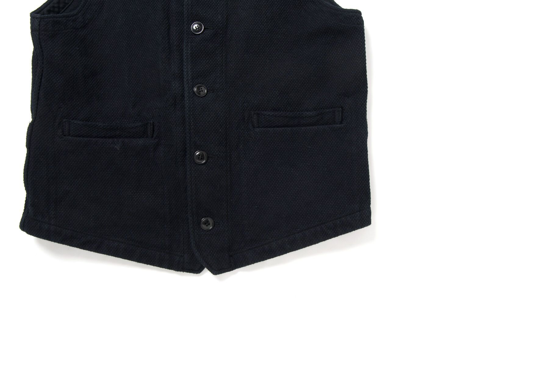 4573 Kyoto Black Dyed Sashiko Vest (PRE-ORDER: Delivery date