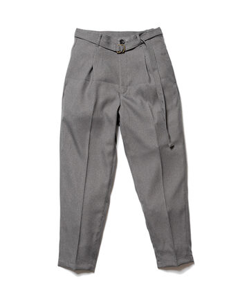 M-19101 / RETRO POLYESTER TWILL / BELTED WIDE TAPERED PANTS,BROWN, small image number 2